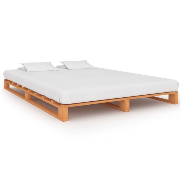 Estrutura de cama de palés madeira maciça pinho marrom 160x200cm D