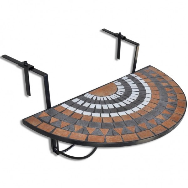 Mesa de balcão mosaico terracota e branco D