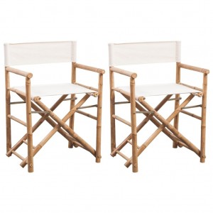 Cadeiras dobráveis do director 2 unidades de bambu e lona D