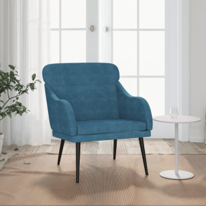 Sillón de terciopelo azul 63x76x80 cm D