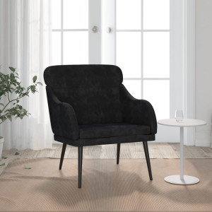 Sillón de terciopelo negro 63x76x80 cm D