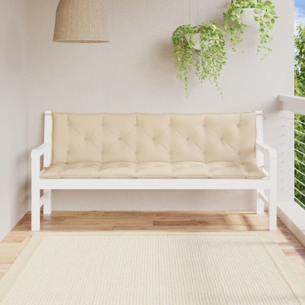 Cojines de banco de jardín 2 uds tela Oxford beige 180x50x7 cm D