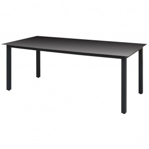 Mesa de jardín de aluminio y vidrio negra 190x90x74 cm D