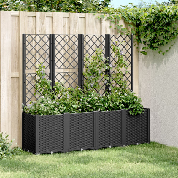 Jardinera con enrejado PP negro 160x40x140 cm D