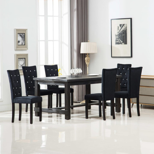 Silla de comedor 6 unidades terciopelo negro D