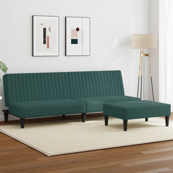 Conjunto de sofás 2 peças veludo verde escuro D
