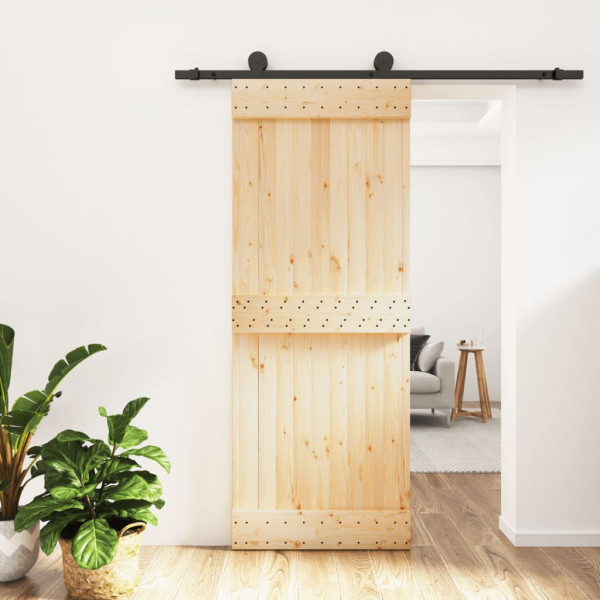 Puerta corredera con herrajes madera maciza de pino 80x210 cm D