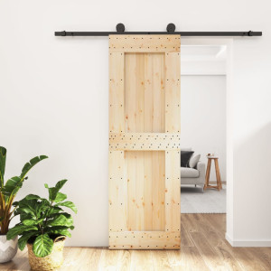 Puerta corredera con herrajes madera maciza de pino 70x210 cm D