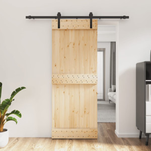 Puerta corredera con herrajes madera maciza de pino 80x210 cm D