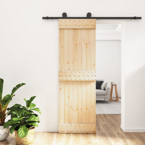 Puerta corredera con herrajes madera maciza de pino 70x210 cm D