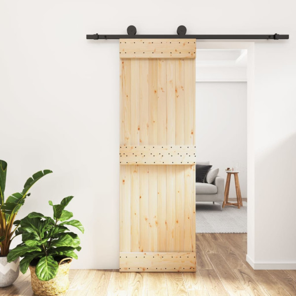 Puerta corredera con herrajes madera maciza de pino 70x210 cm D