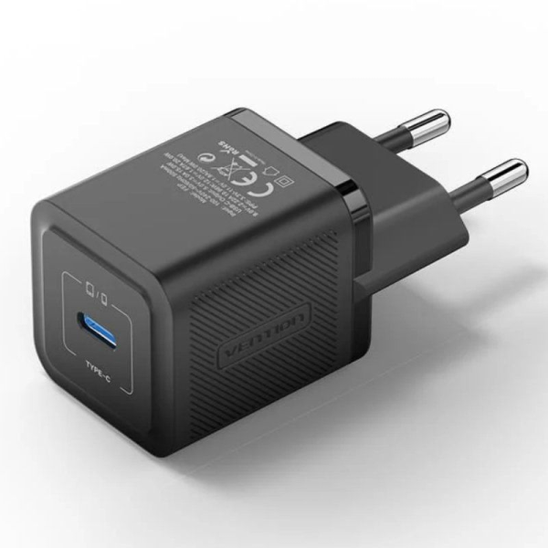 Cargador gan de pared vention fepb0-eu/ 1xusb tipo-c/ 20w D