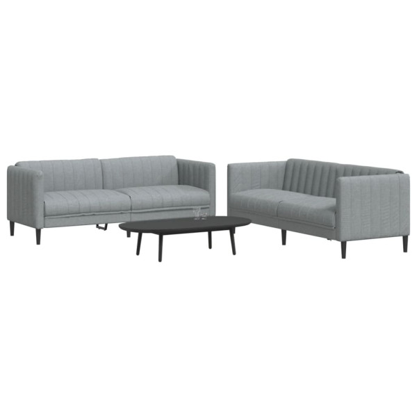 Conjunto de sofás de 2 peças em tecido cinza claro D