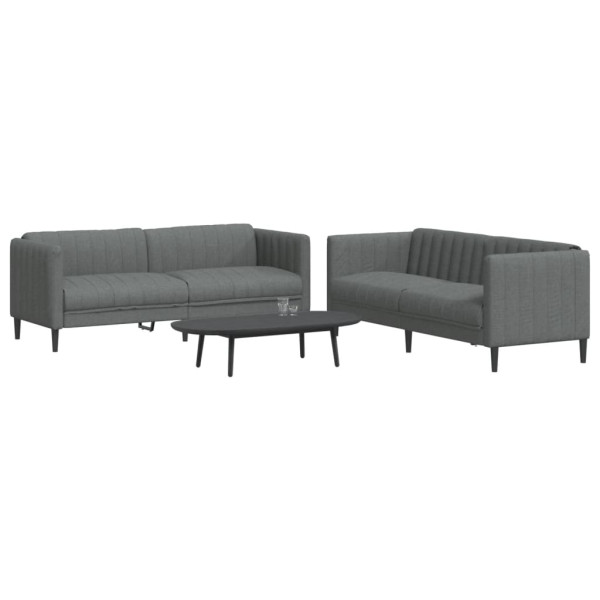 Conjunto de sofás de 2 peças em tecido cinza escuro D