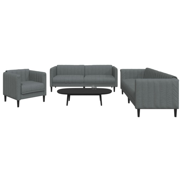 Conjunto de sofás 3 peças tela cinza escuro D