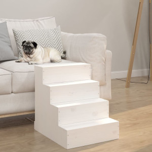 Escalera para mascotas madera maciza de pino blanco 40x49x47 cm D