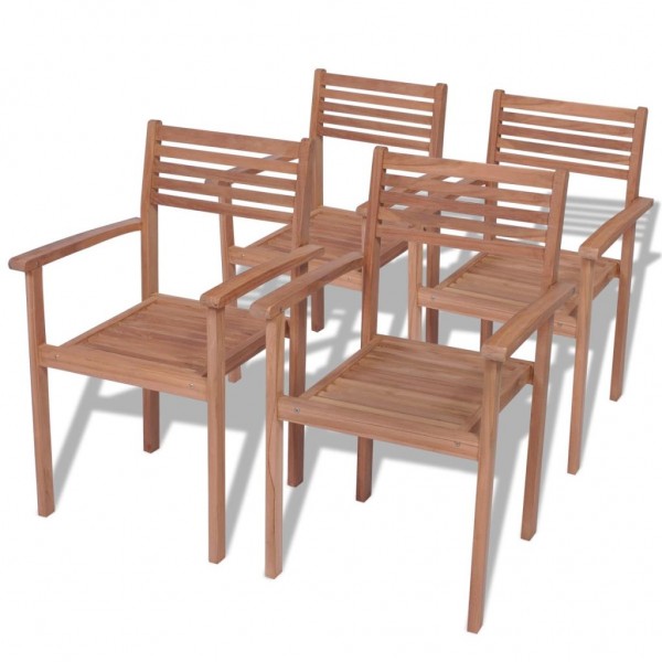 Cadeiras empilháveis de jardim 4 unidades madeira maciça de teca D