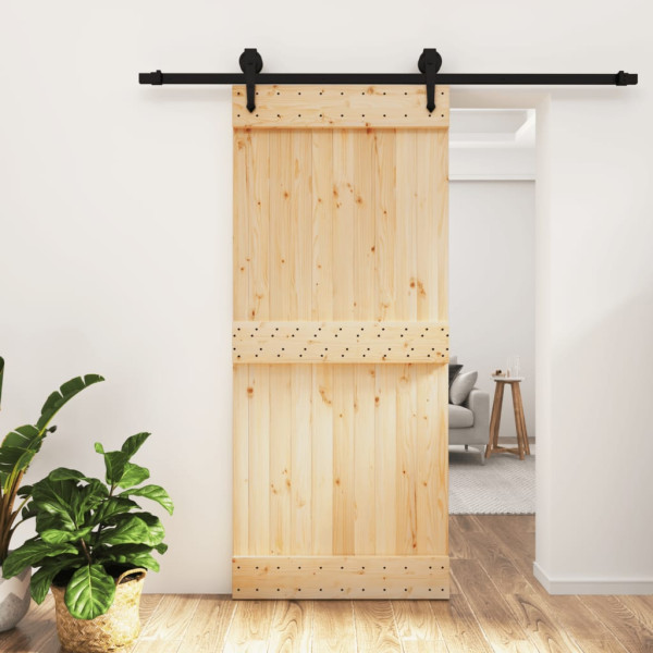 Puerta corredera con herrajes madera maciza de pino 90x210 cm D