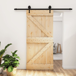 Puerta corredera con herrajes madera maciza de pino 95x210 cm D