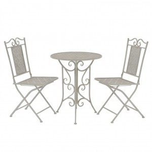 Mesa y sillas bistró de jardín 3 piezas acero gris D