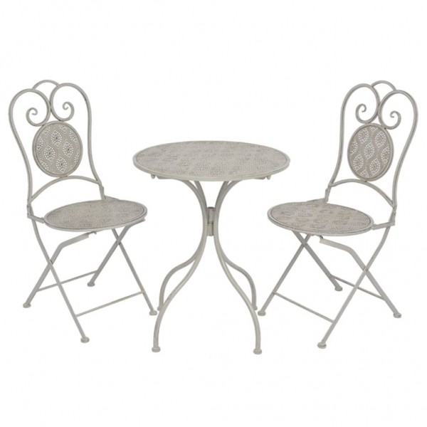Mesa e cadeiras Bistro de jardim 3 peças de aço cinza D