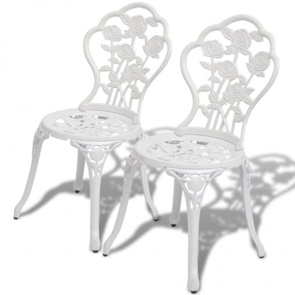 Cadeiras de jardim bistro 2 unidades alumínio fundido branco D