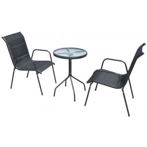 Mesa y sillas bistró de jardín 3 piezas acero negro D