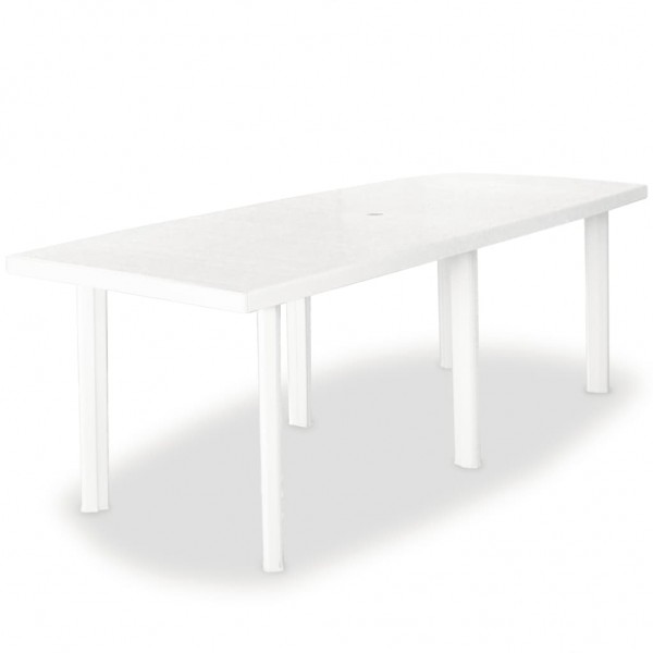 Mesa de jardín de plástico blanca 210x96x72 cm D