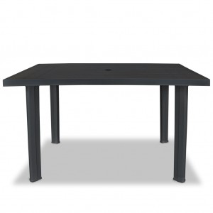 Mesa de jardín de plástico gris antracita 126x76x72 cm D