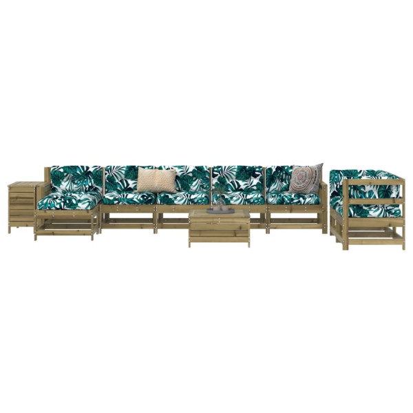 Conjunto de sofás de jardim 10 pzas madeira de pinho impregnada D