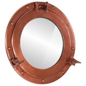 Espejo de ojo de buey de pared aluminio y vidrio Ø38 cm D