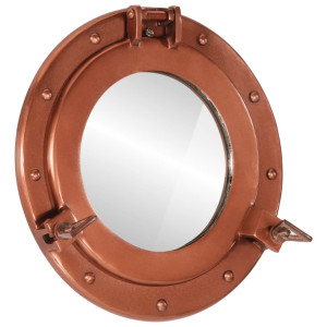 Espejo de ojo de buey de pared aluminio y vidrio Ø30 cm D