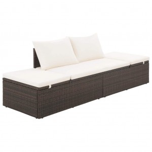 Cama de jardim 195x60 cm Ratão sintético marrom D