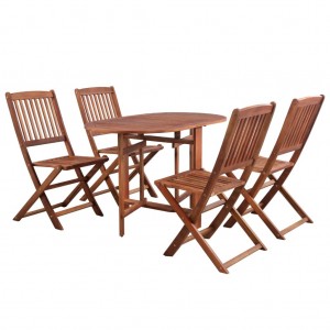 Set comedor de jardín plegable 5 piezas madera maciza de acacia D