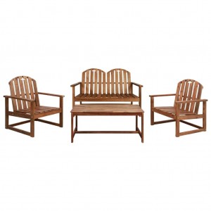 Set de muebles de jardín 4 piezas madera maciza de acacia D