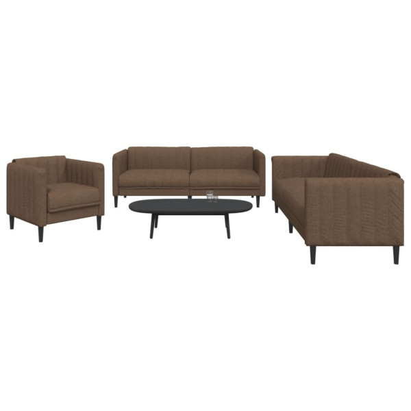 Conjunto de sofás de 3 peças em tecido marrom D