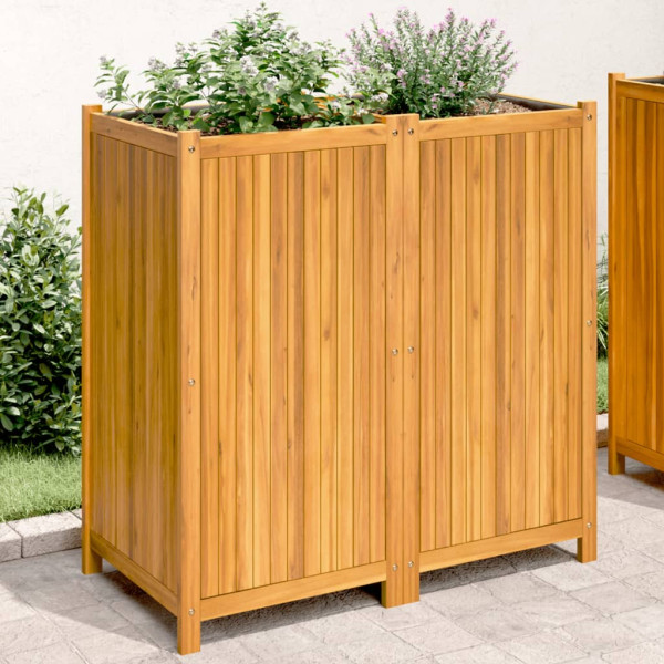 Jardinera con forro madera maciza de acacia 100x50x100 cm D