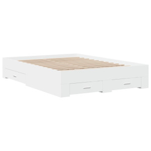 Cama con cajones madera de ingeniería blanco 135x190 cm H