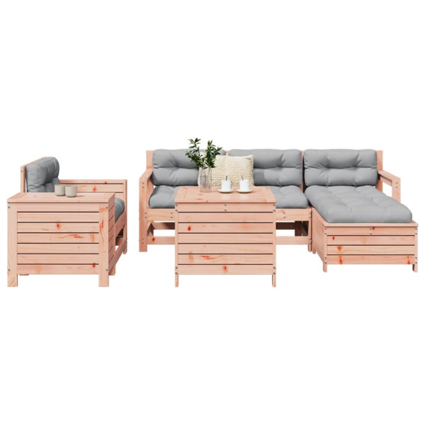 Conjunto de sofás de jardim 7pcs madeira maciça de abeto Douglas D