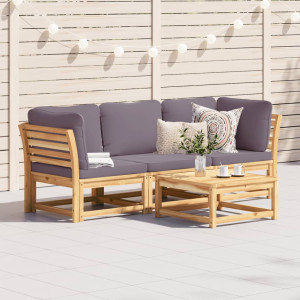 Set de muebles para jardín 3 piezas con cojines madera acacia D
