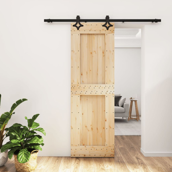 Puerta corredera con herrajes madera maciza de pino 70x210 cm D