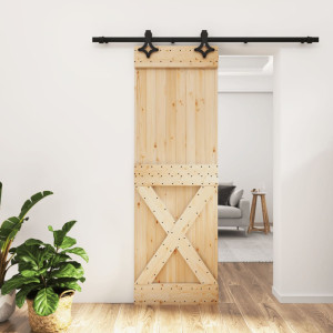 Puerta corredera con herrajes madera maciza de pino 70x210 cm D