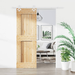 Puerta corredera con herrajes madera maciza de pino 70x210 cm D