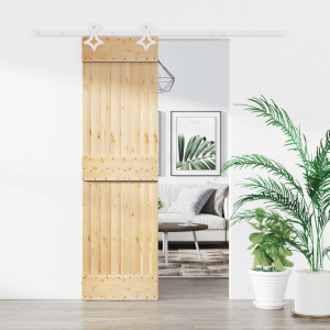 Puerta corredera con herrajes madera maciza de pino 70x210 cm D