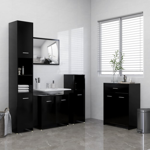 Juego de muebles de baño 4 piezas negro D