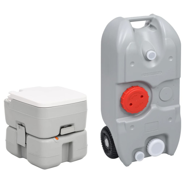 Conjunto portátil de vaso sanitário e tanque de água para acampamento D