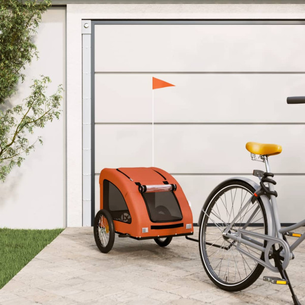 Trailer de bicicleta para animais de estimação em tecido Oxford de ferro laranja D