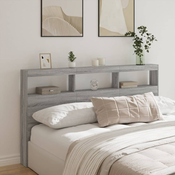 Cabecero de cama con luz LED gris Sonoma 180x17x102 cm D