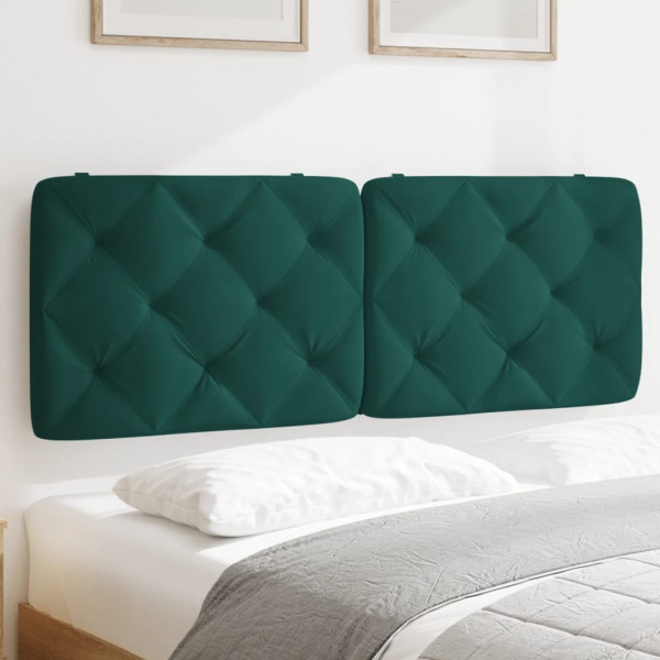 Cabecero de cama acolchado terciopelo verde oscuro 140 cm D
