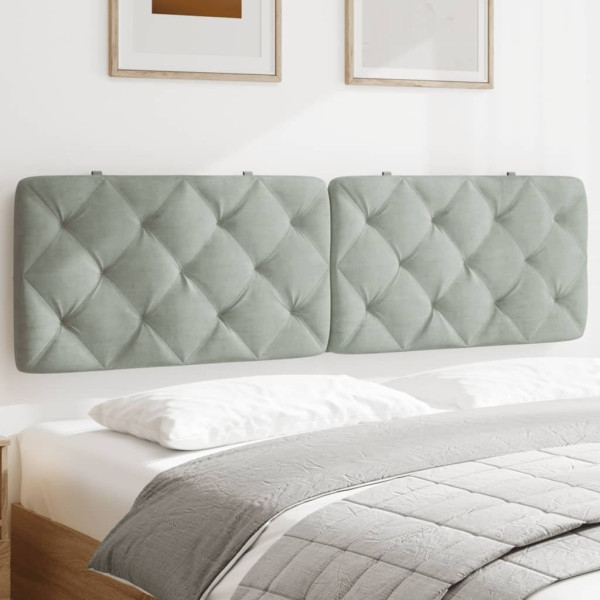 Cabecero de cama acolchado terciopelo gris claro 180 cm D